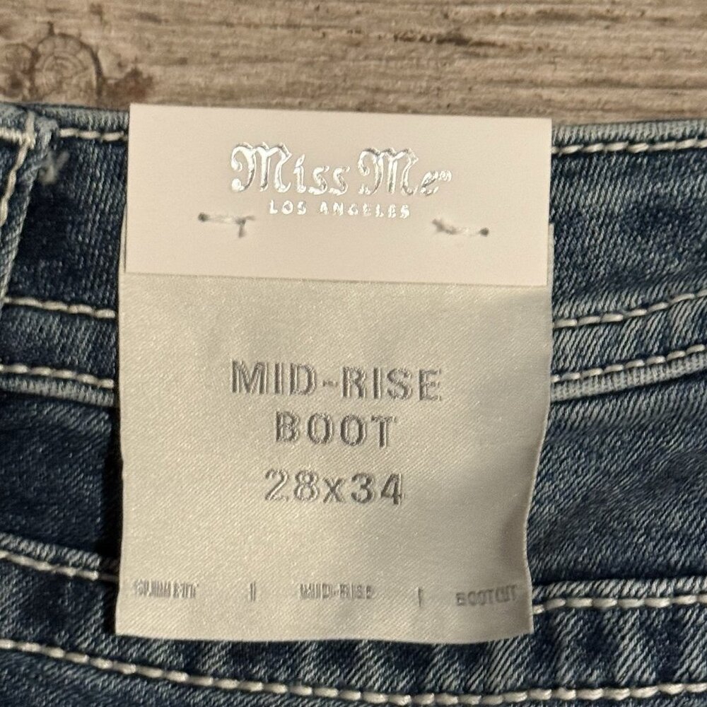 Miss Me Jeans 28x34 Women Mid Rise Boot Horseshoe Dream Catch Embroidered Pocket - Picture 3 of 9